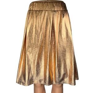 Anthropologie Moulinette Soeurs Gold Metallic High Waisted A Line Mini Skirt XS